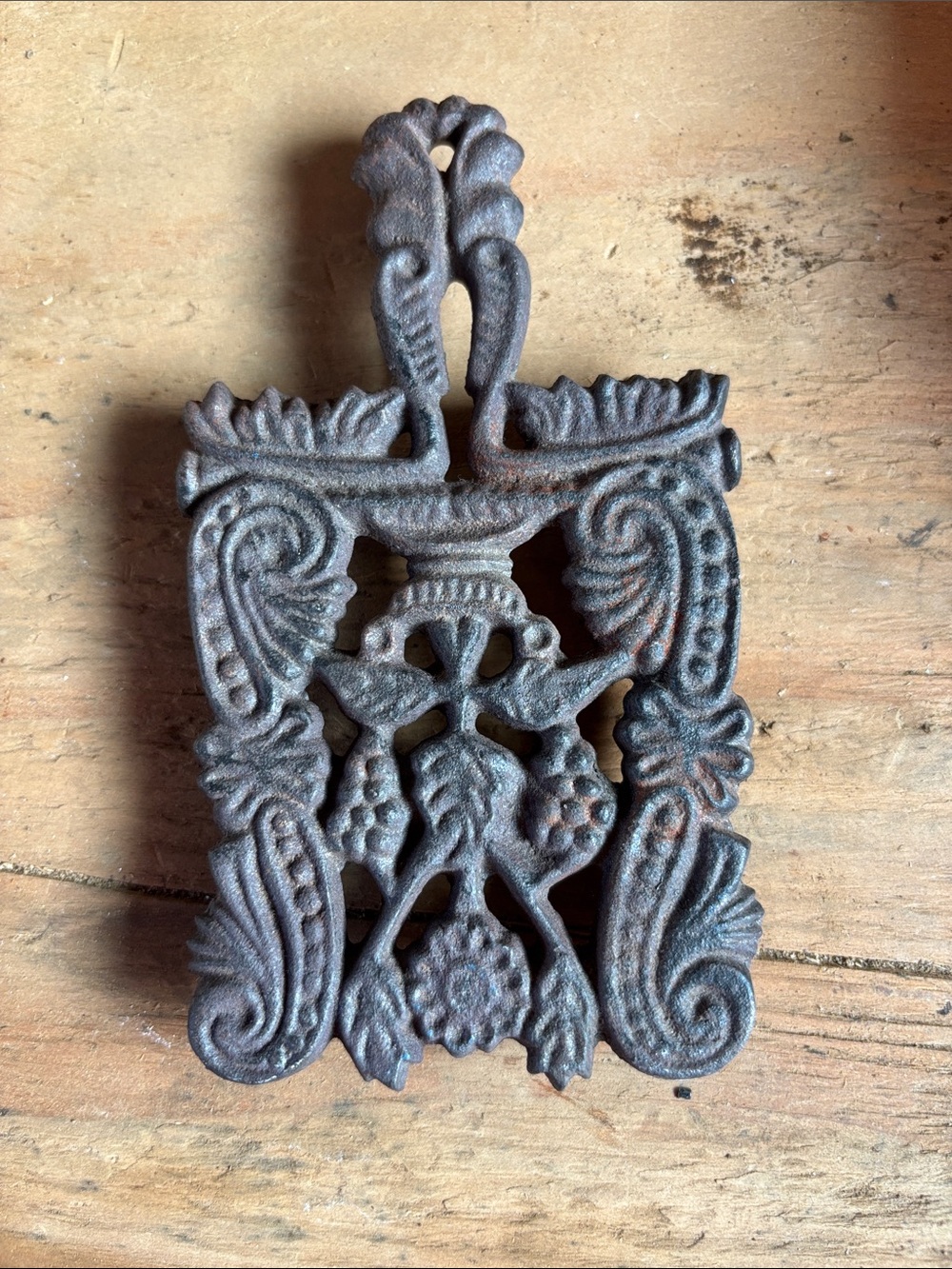 Decorative Cast Iron Wall Hook - Rustic Brown